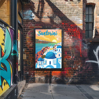 Santorini Sunset Travel Poster PosterGoat