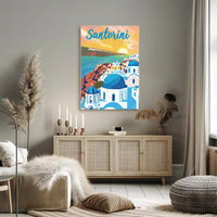 Santorini Sunset Travel Poster PosterGoat