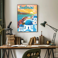 Santorini Sunset Travel Poster PosterGoat