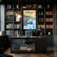 Santorini Sunset Travel Poster PosterGoat