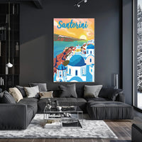 Santorini Sunset Travel Poster PosterGoat