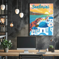 Santorini Sunset Travel Poster PosterGoat