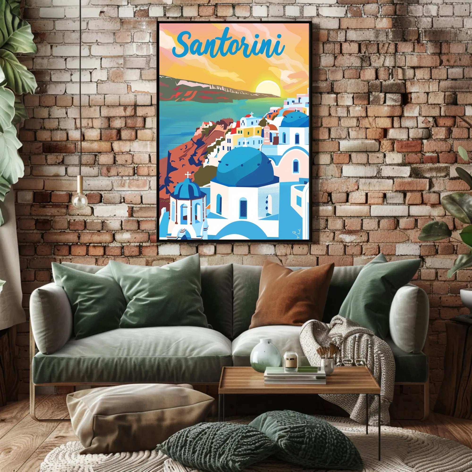 Santorini Sunset Travel Poster PosterGoat
