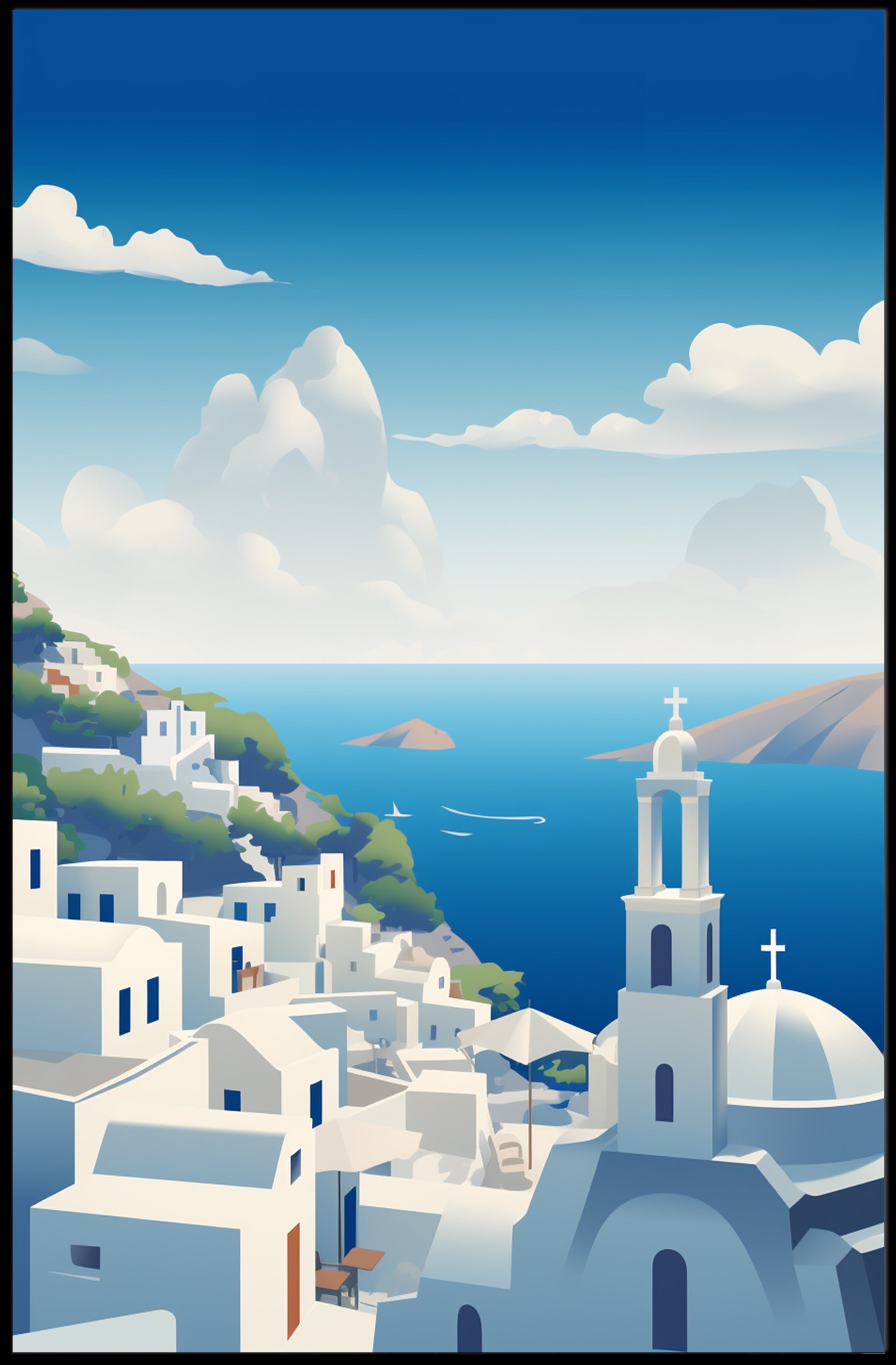 Santorini Tranquil Escape: Greek Island Travel Poster PosterGoat