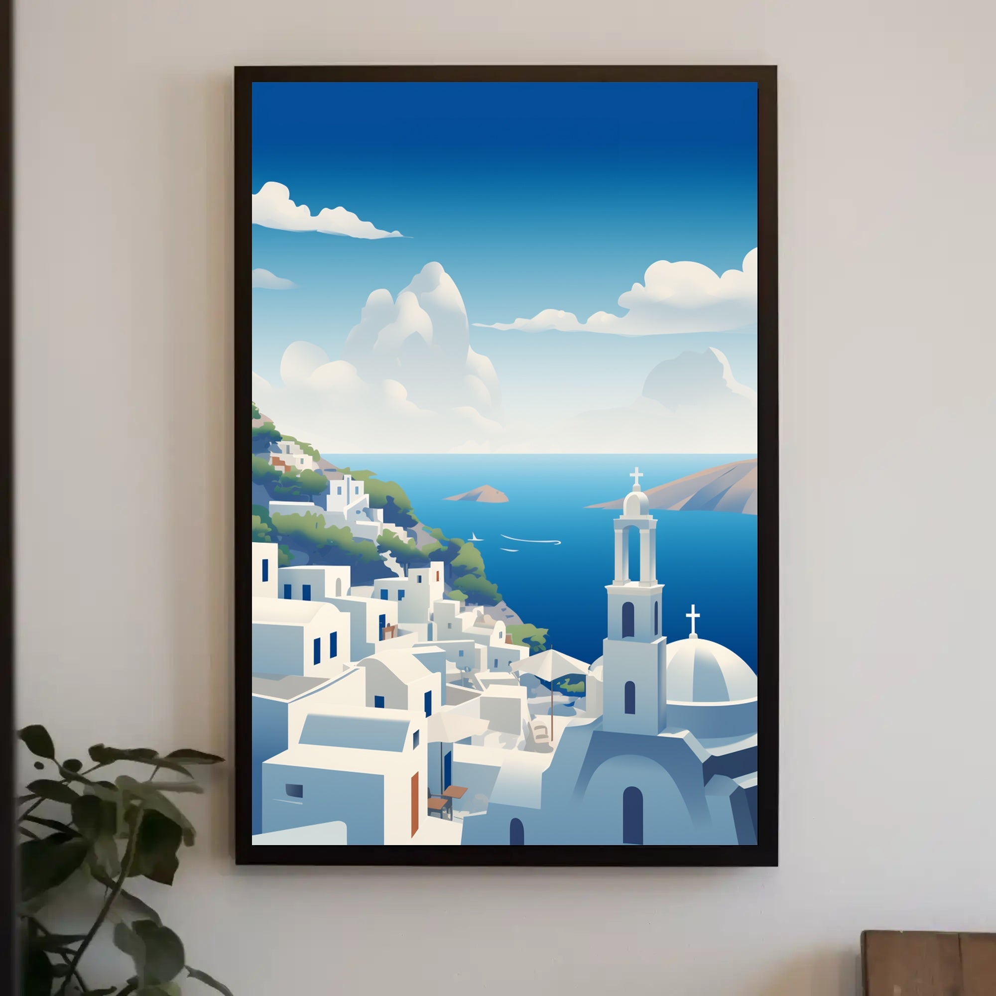 Santorini Tranquil Escape: Greek Island Travel Poster PosterGoat