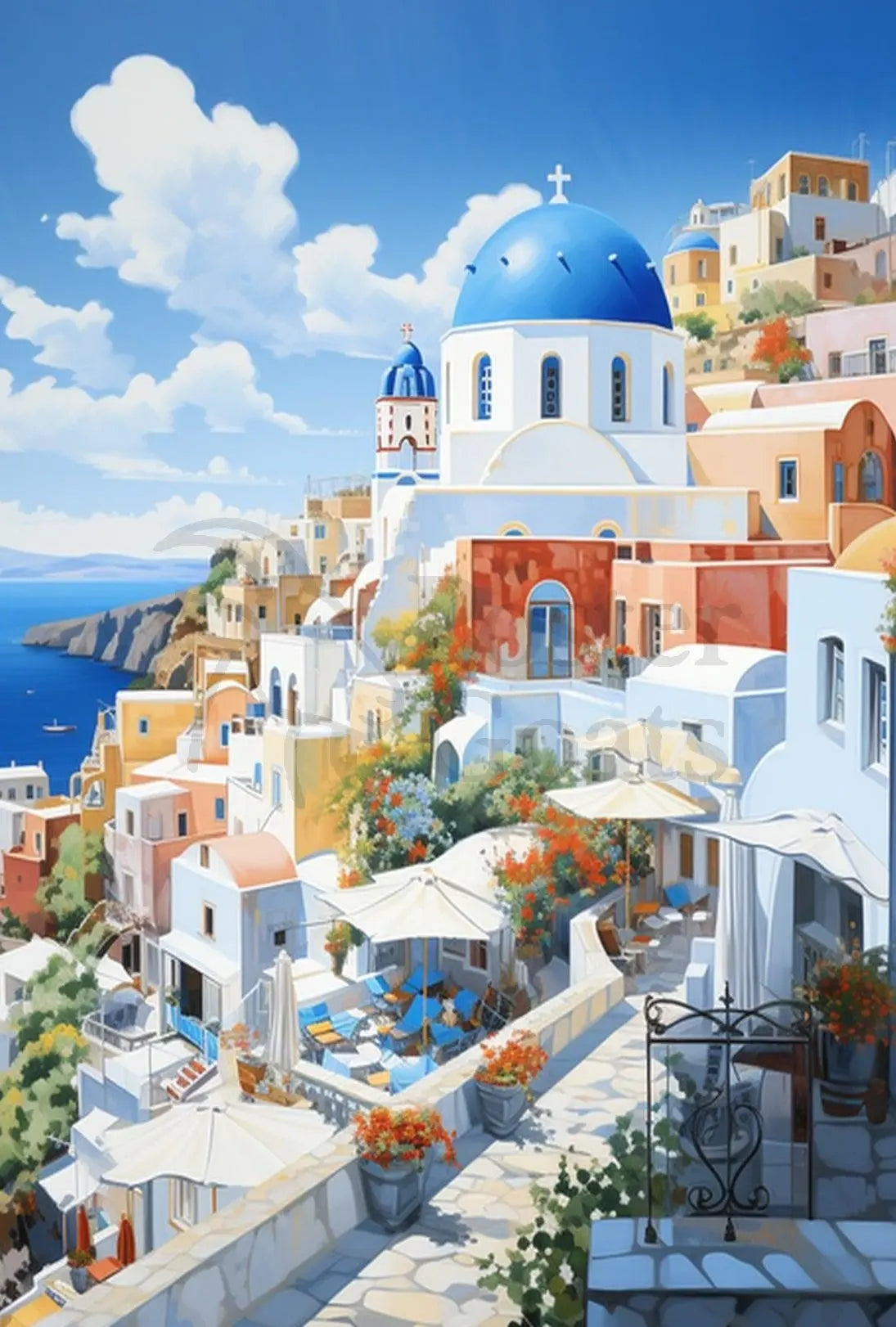 Santorini Tranquility Mediterranean Travel Poster PosterGoat