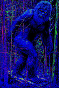Sasquatch Sightings in Neon Forest Artistic Poster PosterGoat