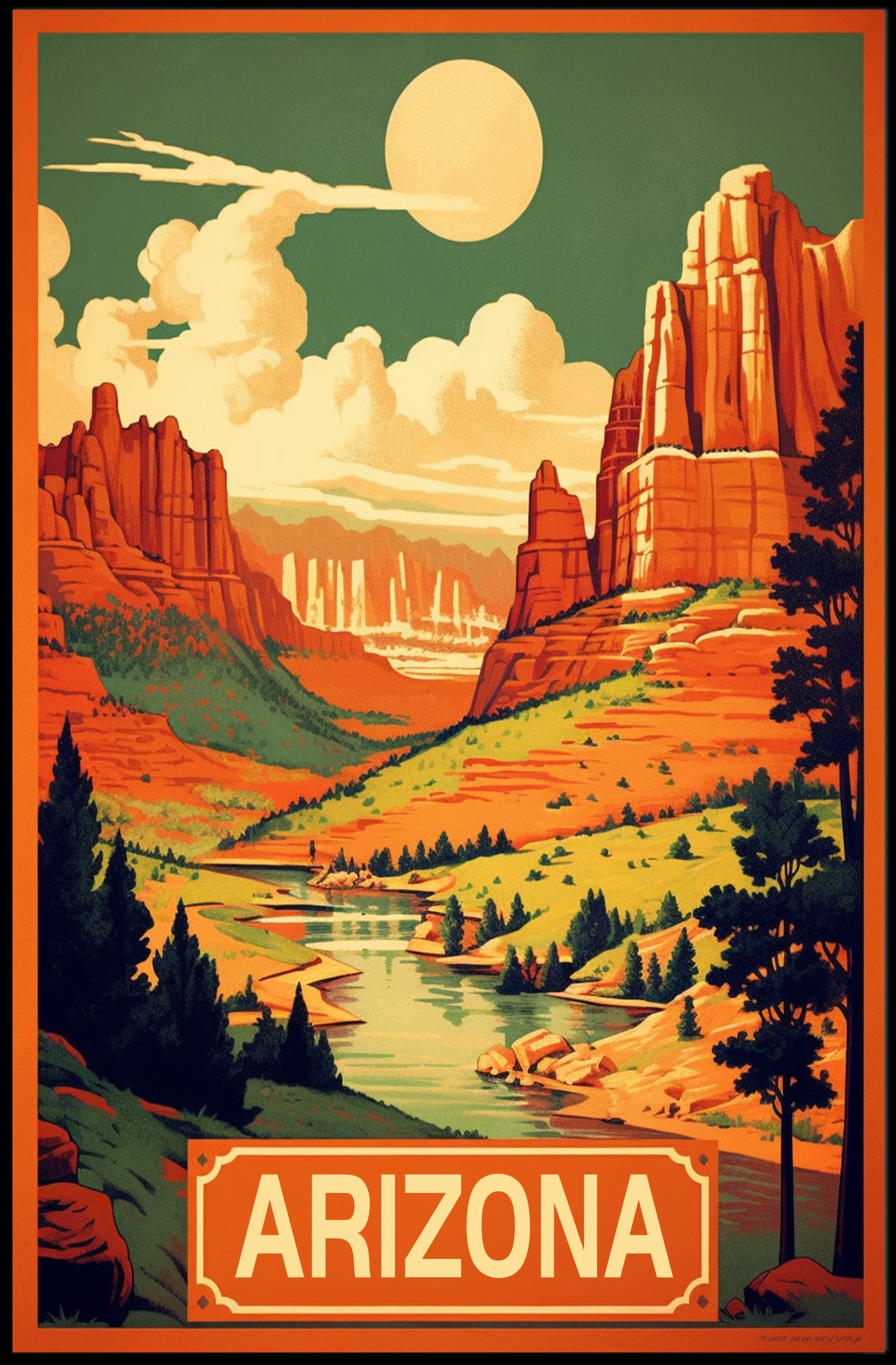 Scenic Arizona Desert Landscape Vintage Travel Poster PosterGoat