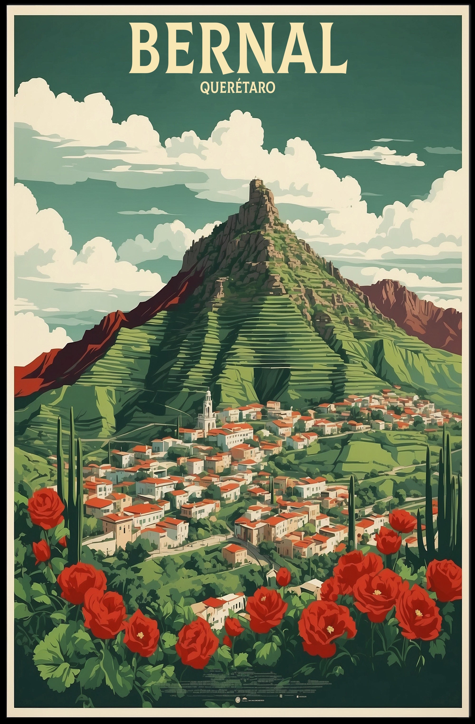 Scenic Bernal Town Travel Poster PosterGoat