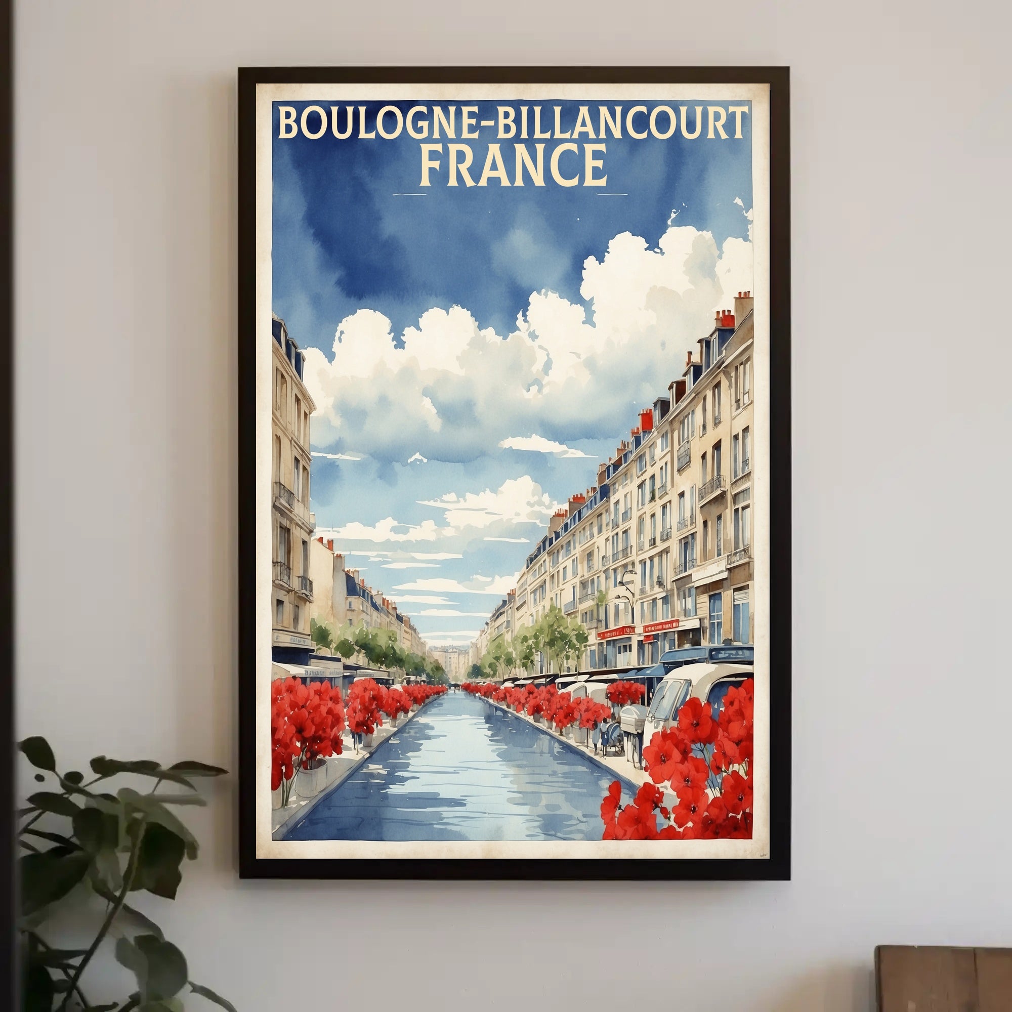Scenic Boulogne-Billancourt Urban Street Travel Poster PosterGoat