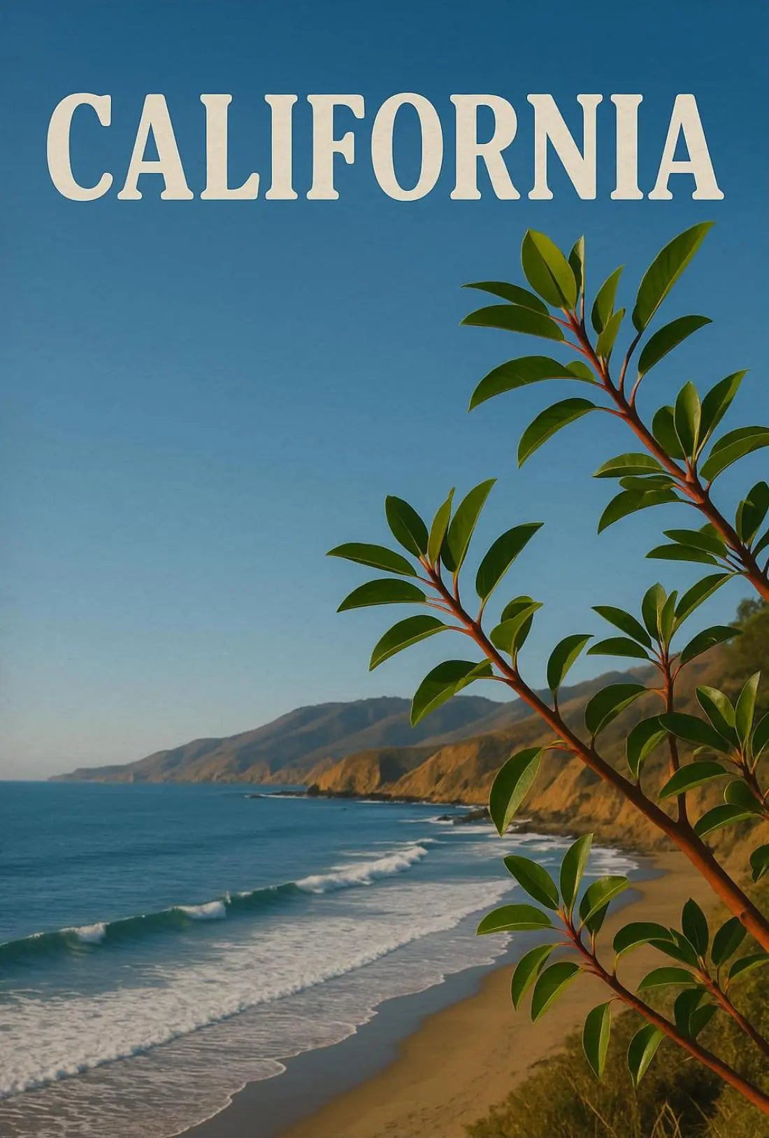 Scenic California Coastline Travel Vintage Design Travel Poster PosterGoat