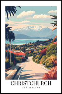 Scenic Christchurch, New Zealand Travel Poster PosterGoat