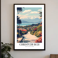 Scenic Christchurch, New Zealand Travel Poster PosterGoat