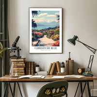Scenic Christchurch, New Zealand Travel Poster PosterGoat