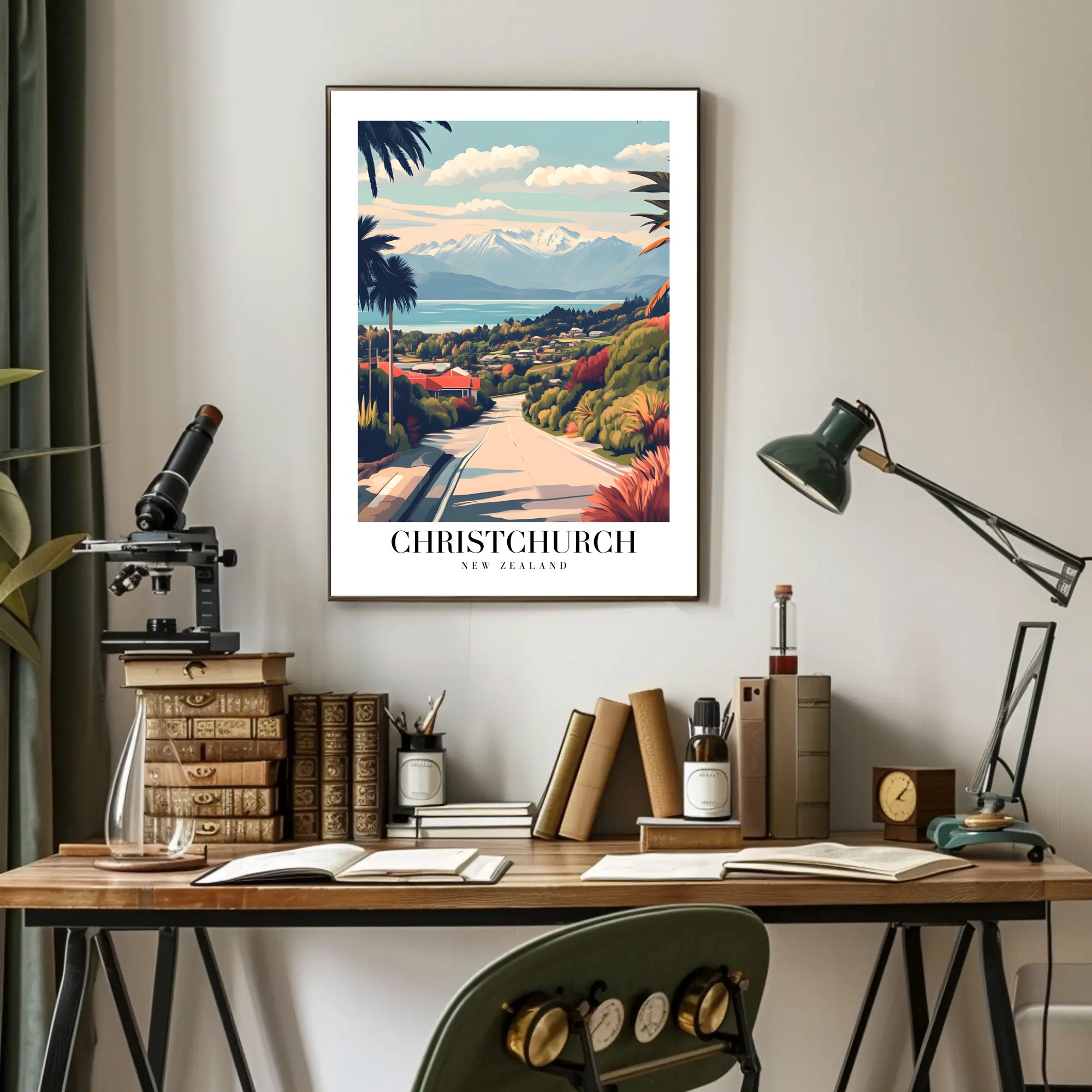 Scenic Christchurch, New Zealand Travel Poster PosterGoat