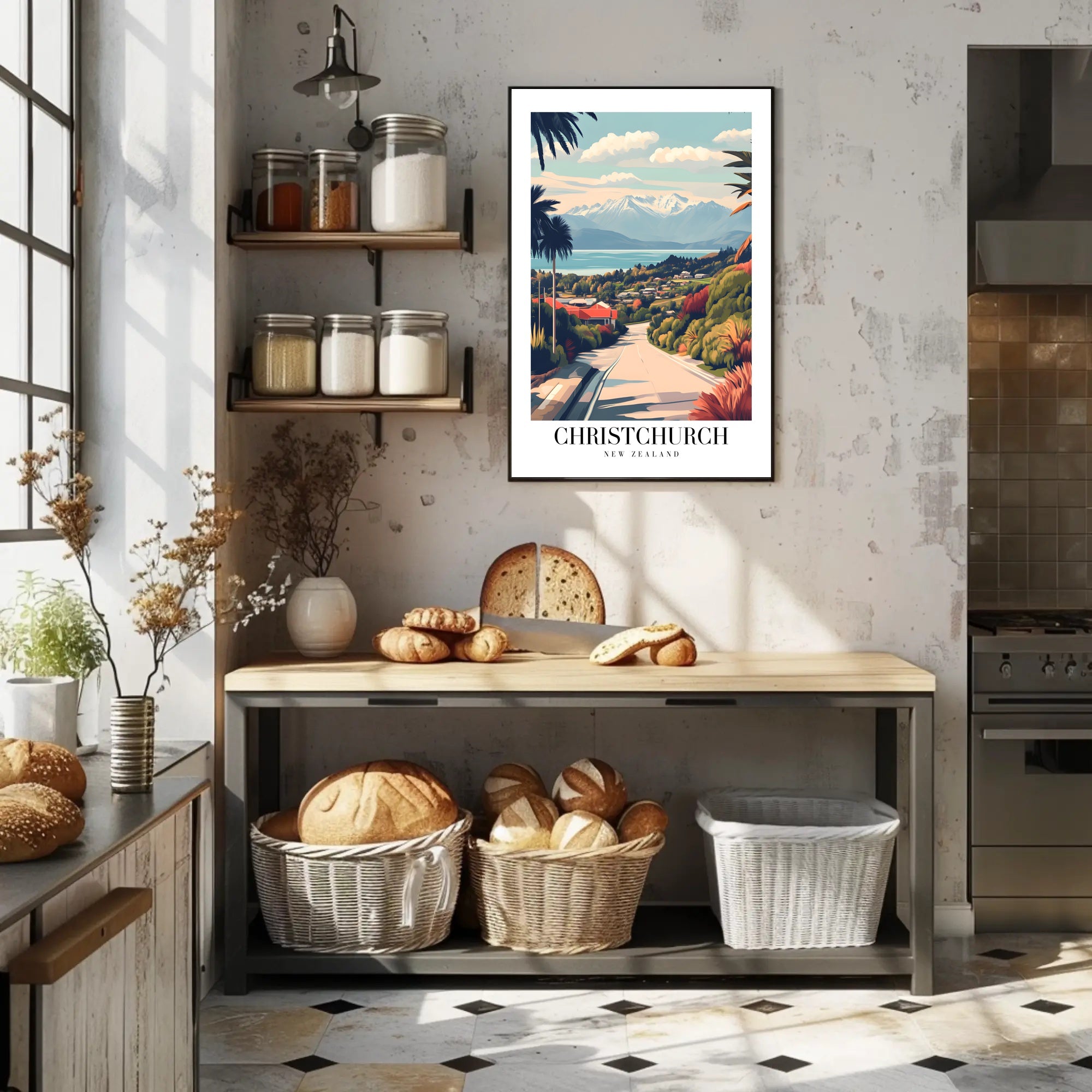 Scenic Christchurch, New Zealand Travel Poster PosterGoat