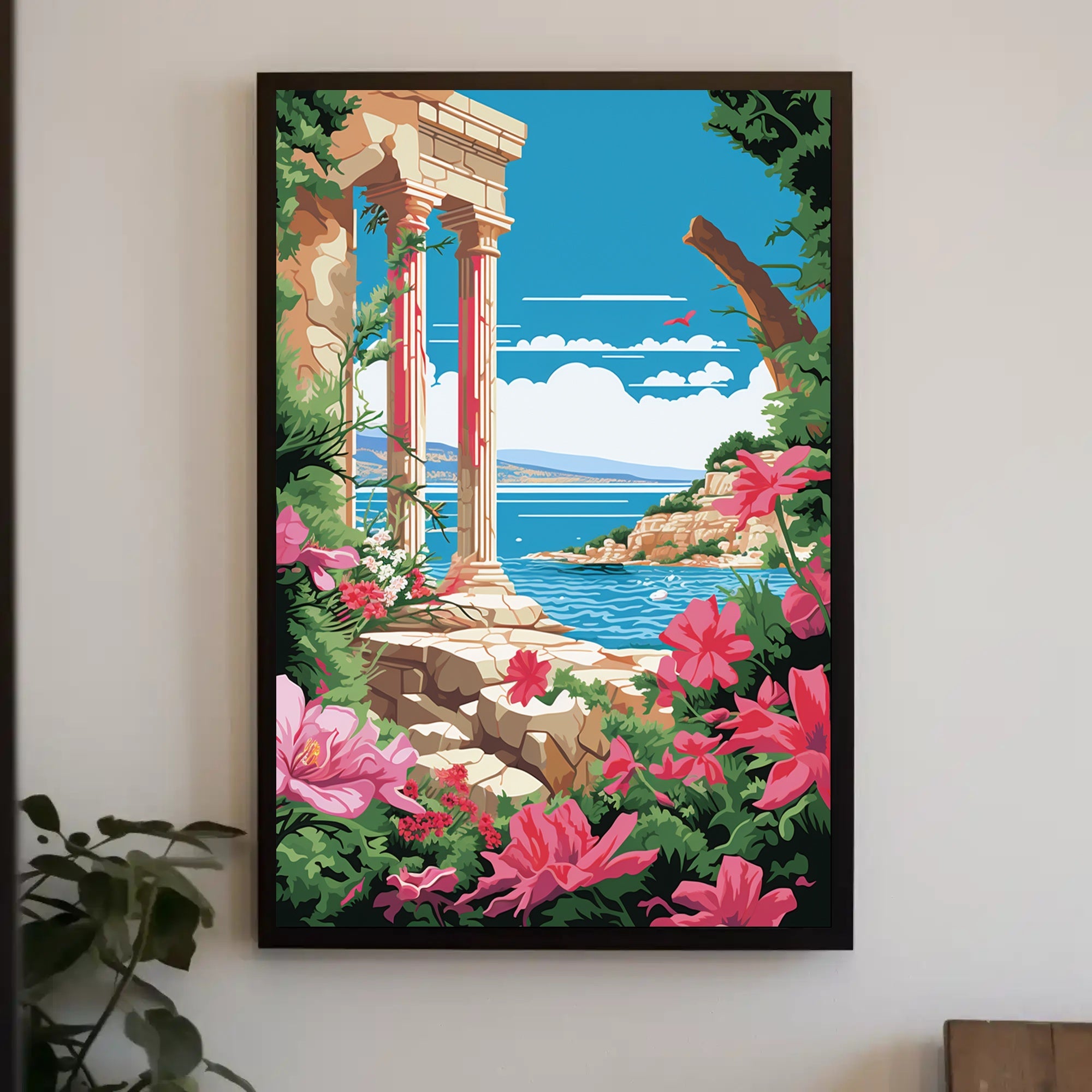 Scenic Coastal Ruins: Classical Nostalgia Travel Poster PosterGoat