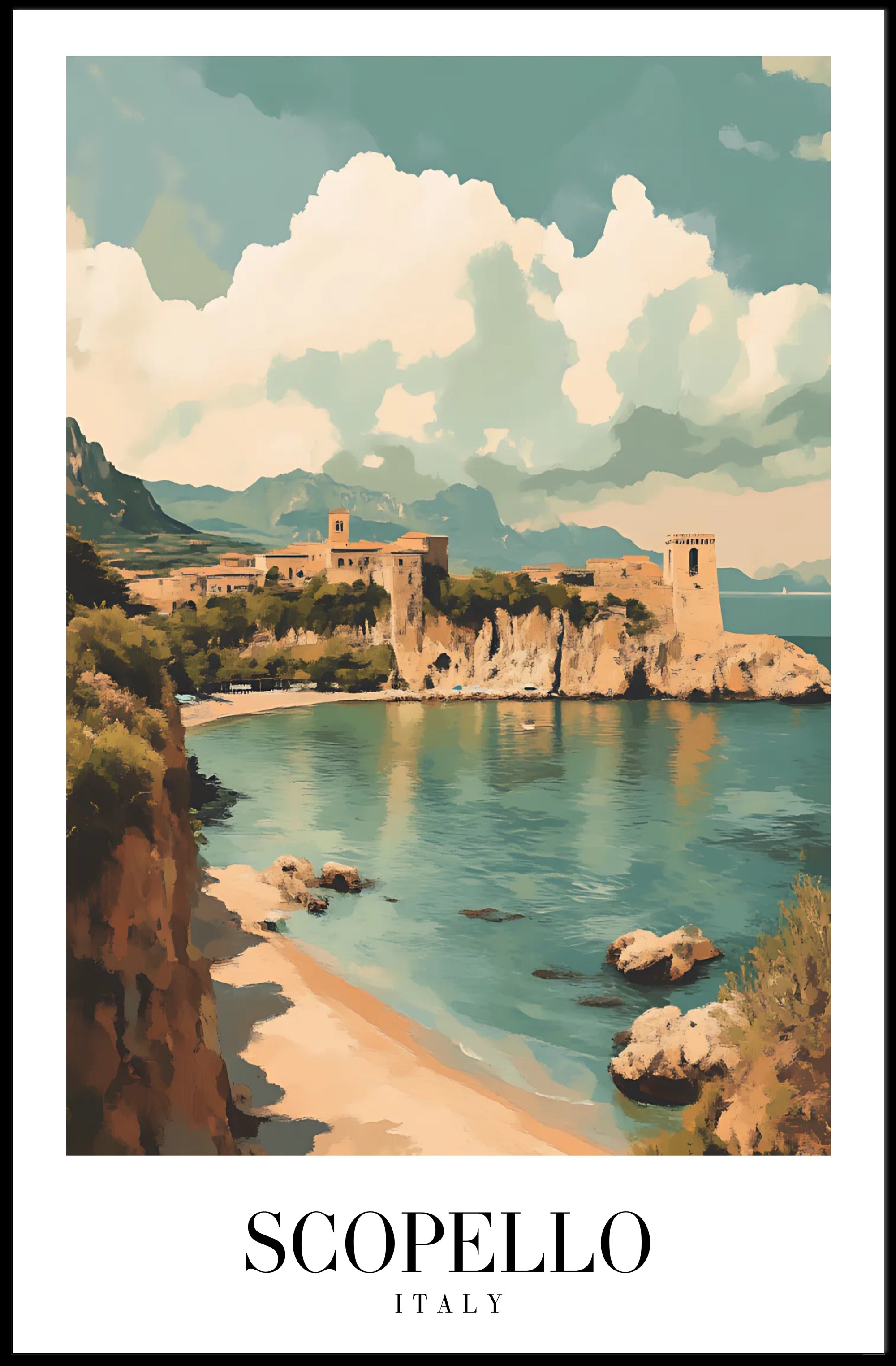 Scenic Coastal View of Scopello: Travel Poster PosterGoat