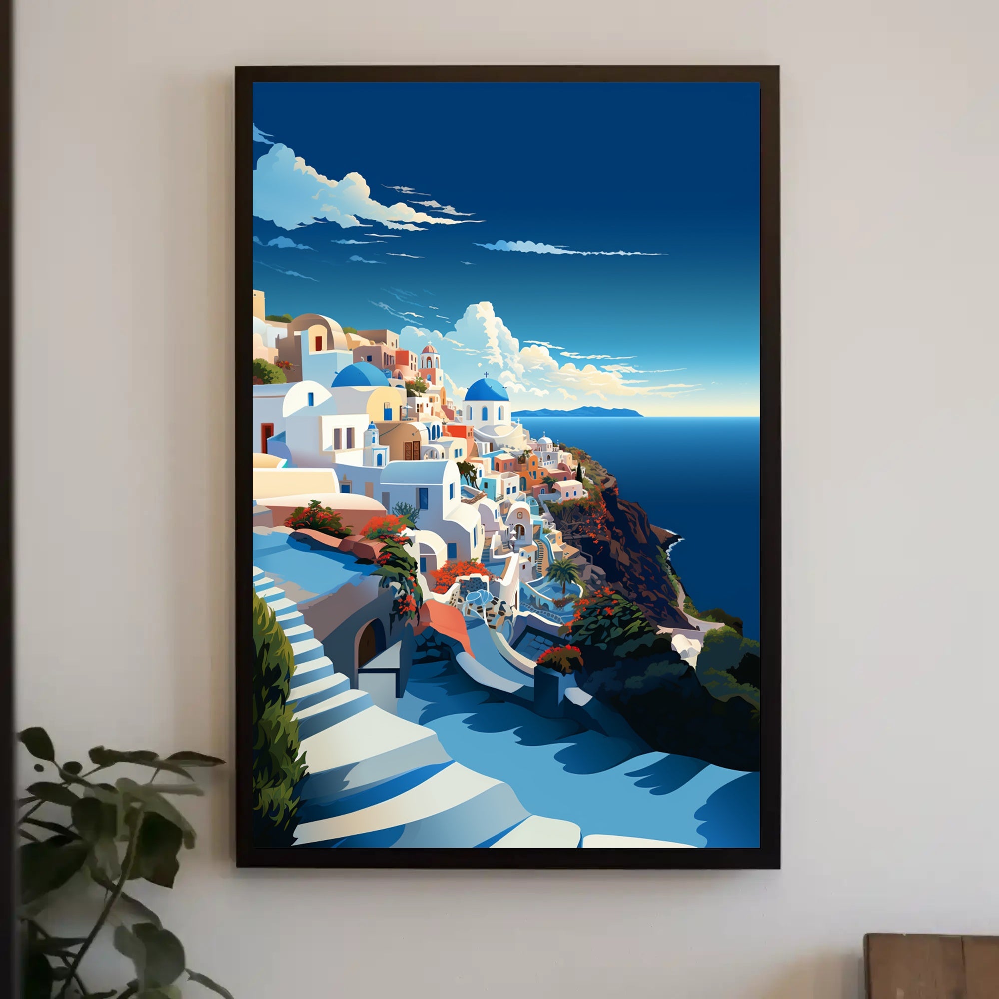 Scenic Coastal Village Art Travel Poster PosterGoat