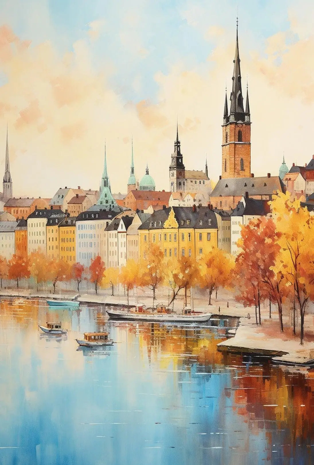 Scenic European Cityscape in Fall Travel Poster PosterGoat