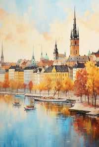 Scenic European Cityscape in Fall Travel Poster PosterGoat