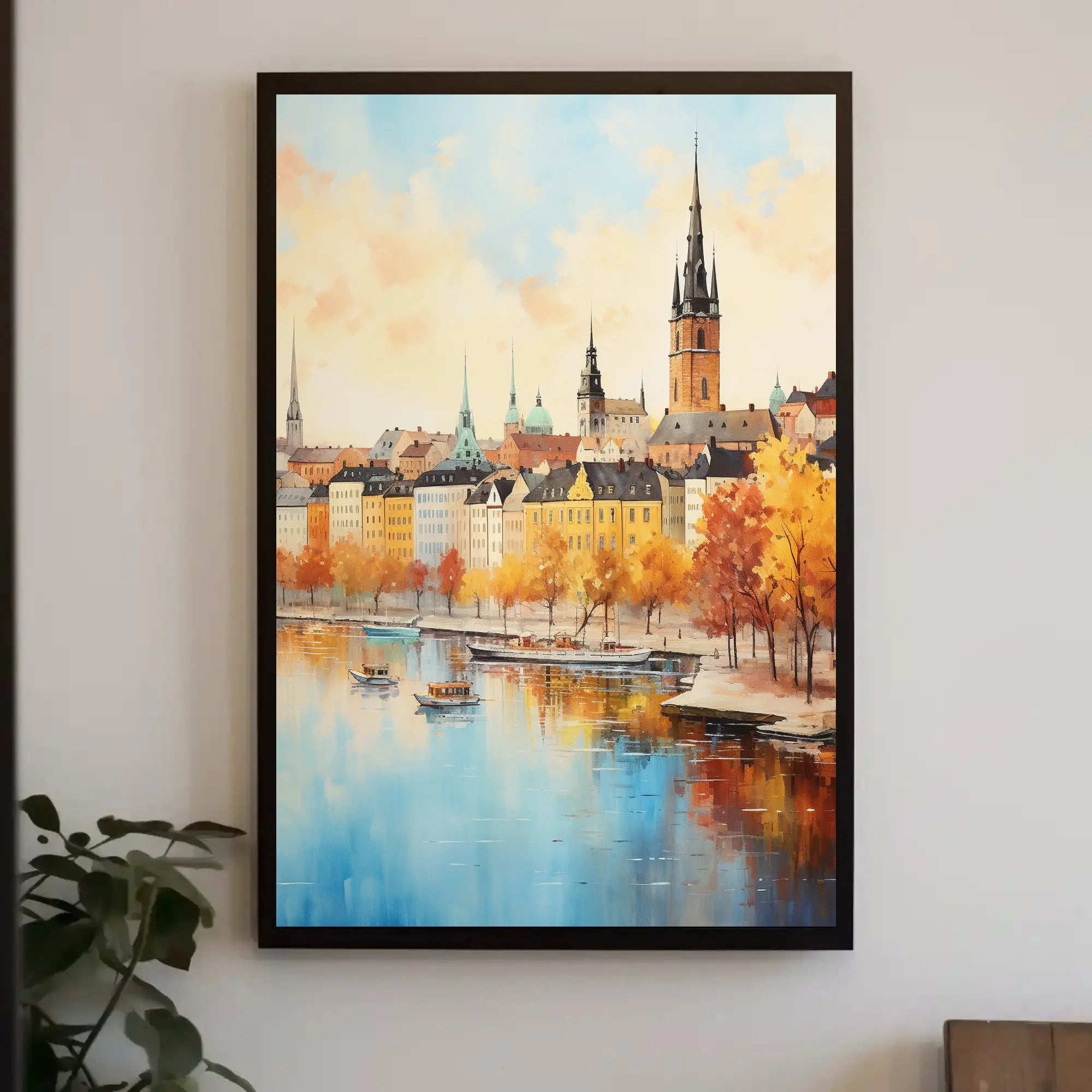 Scenic European Cityscape in Fall Travel Poster PosterGoat