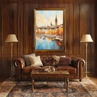 Scenic European Cityscape in Fall Travel Poster PosterGoat