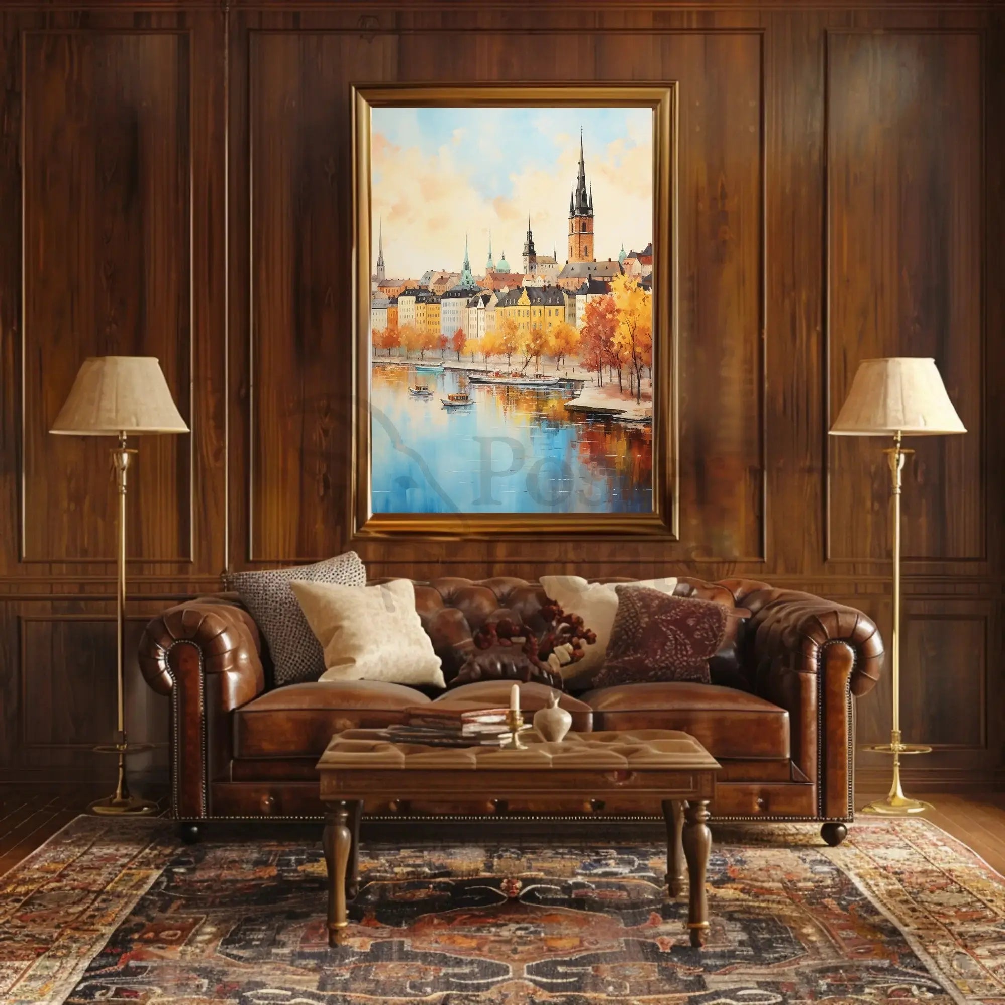 Scenic European Cityscape in Fall Travel Poster PosterGoat