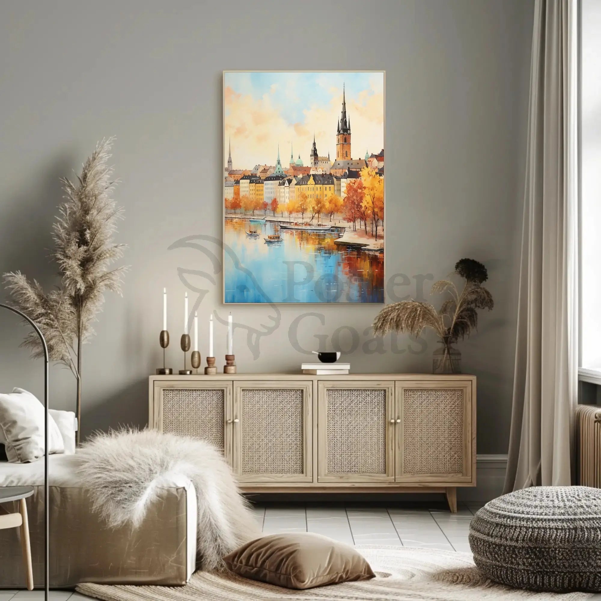 Scenic European Cityscape in Fall Travel Poster PosterGoat