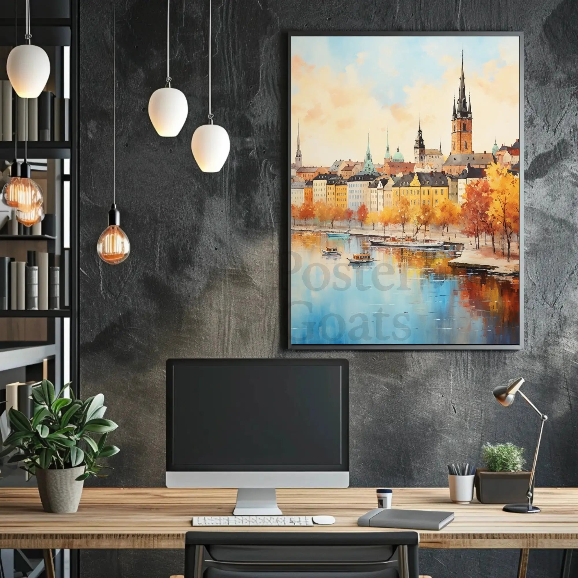 Scenic European Cityscape in Fall Travel Poster PosterGoat