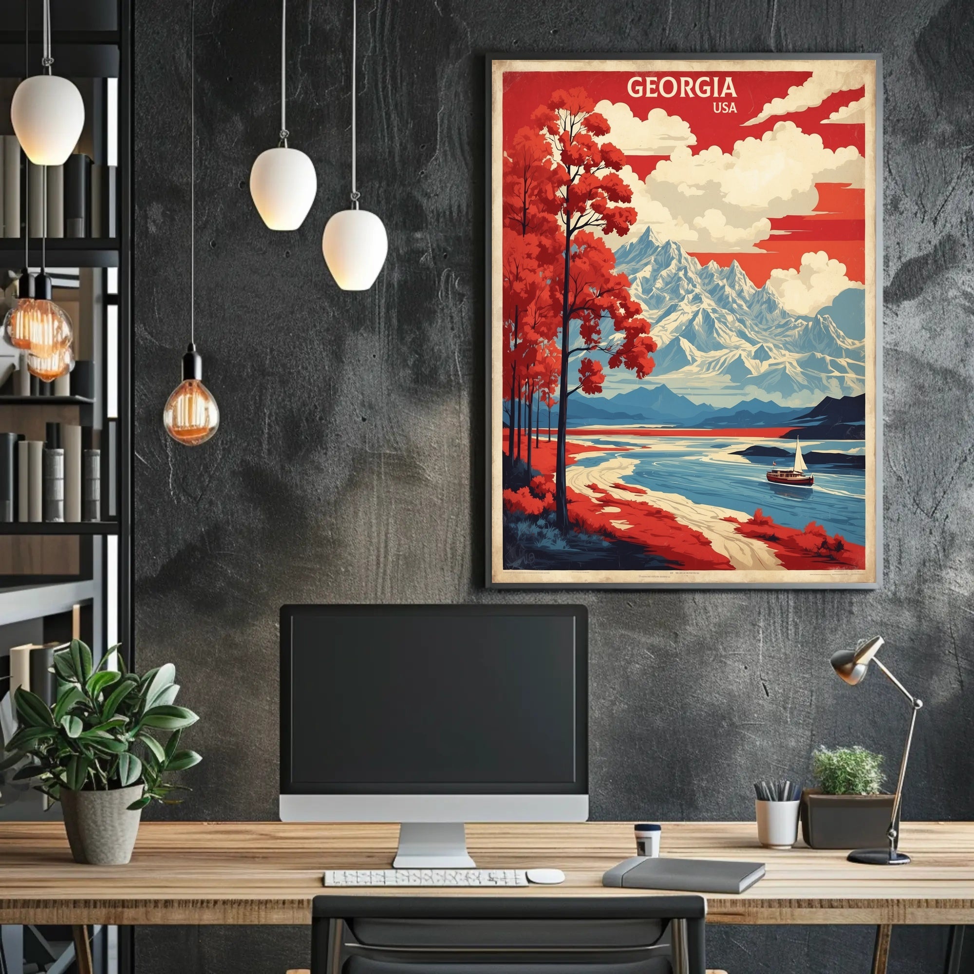 Scenic Georgia Landscape Vintage Travel Poster PosterGoat