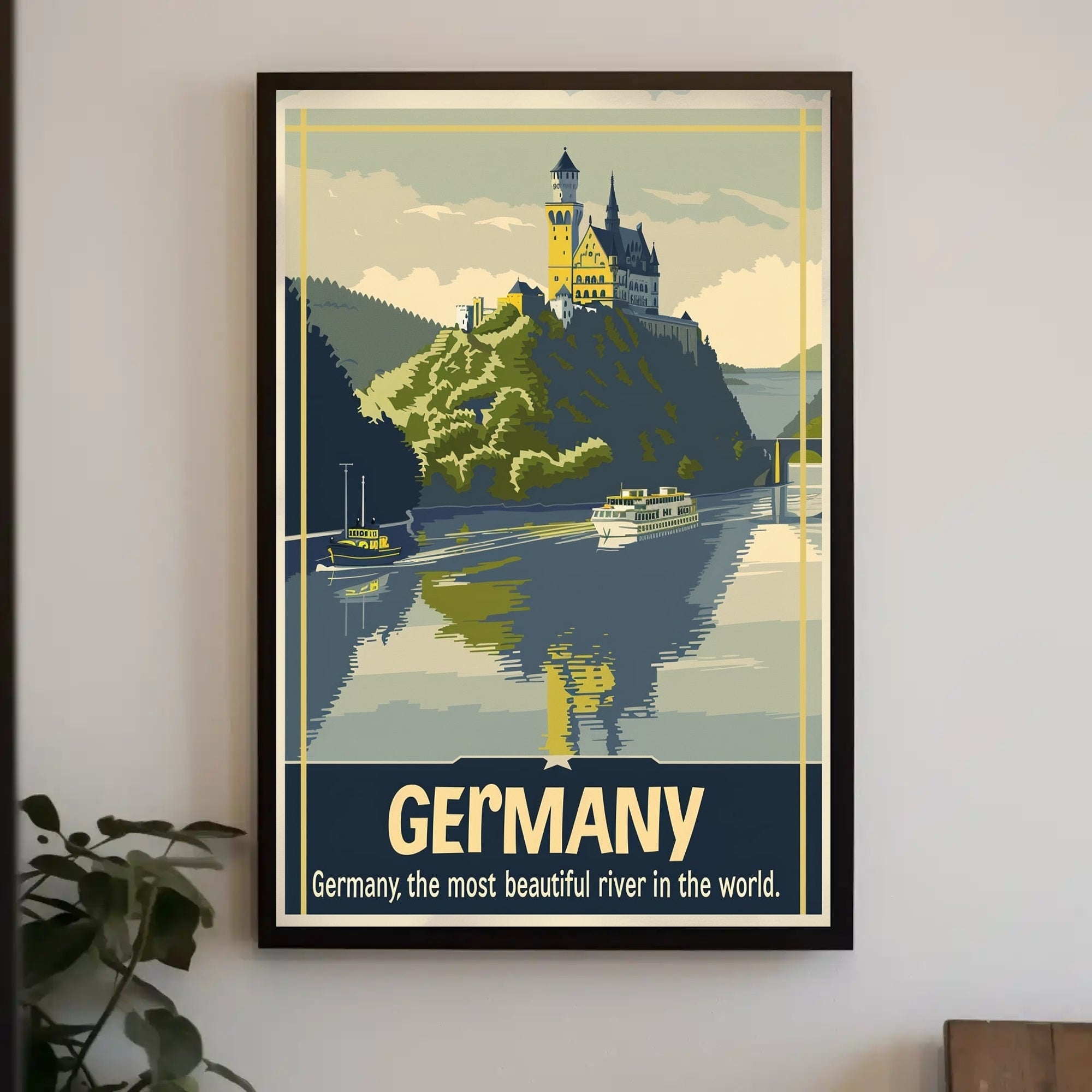 Scenic German Castle on Hill Travel Poster PosterGoat