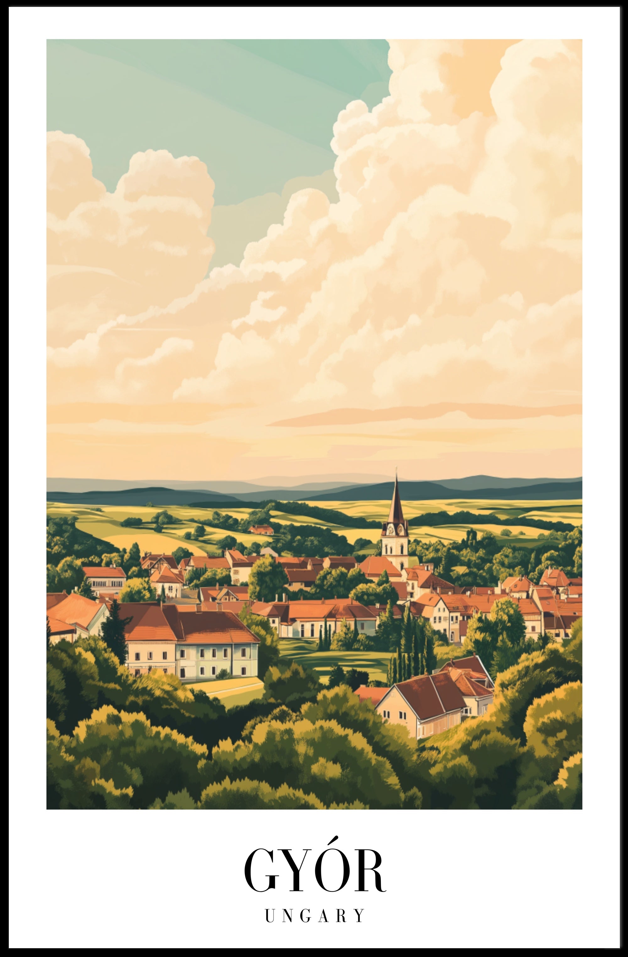 Scenic Győr Hungary Travel Poster PosterGoat