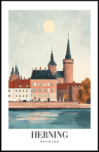 Scenic Herning Cityscape Waterfront Travel Poster PosterGoat