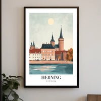 Scenic Herning Cityscape Waterfront Travel Poster PosterGoat