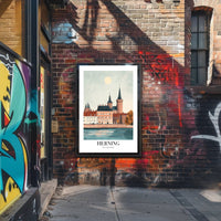 Scenic Herning Cityscape Waterfront Travel Poster PosterGoat