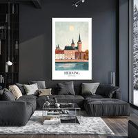 Scenic Herning Cityscape Waterfront Travel Poster PosterGoat