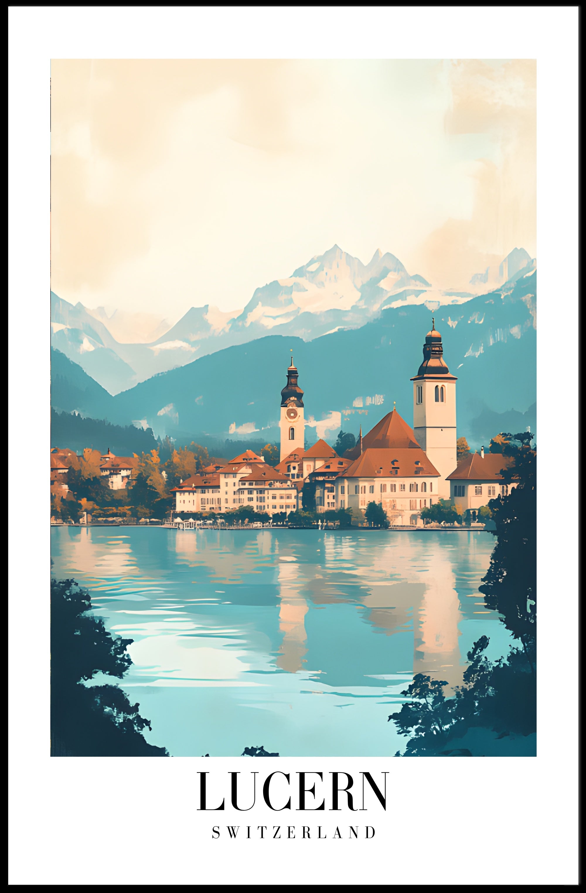 Scenic Lucerne, Switzerland Photorealistic Travel Poster PosterGoat