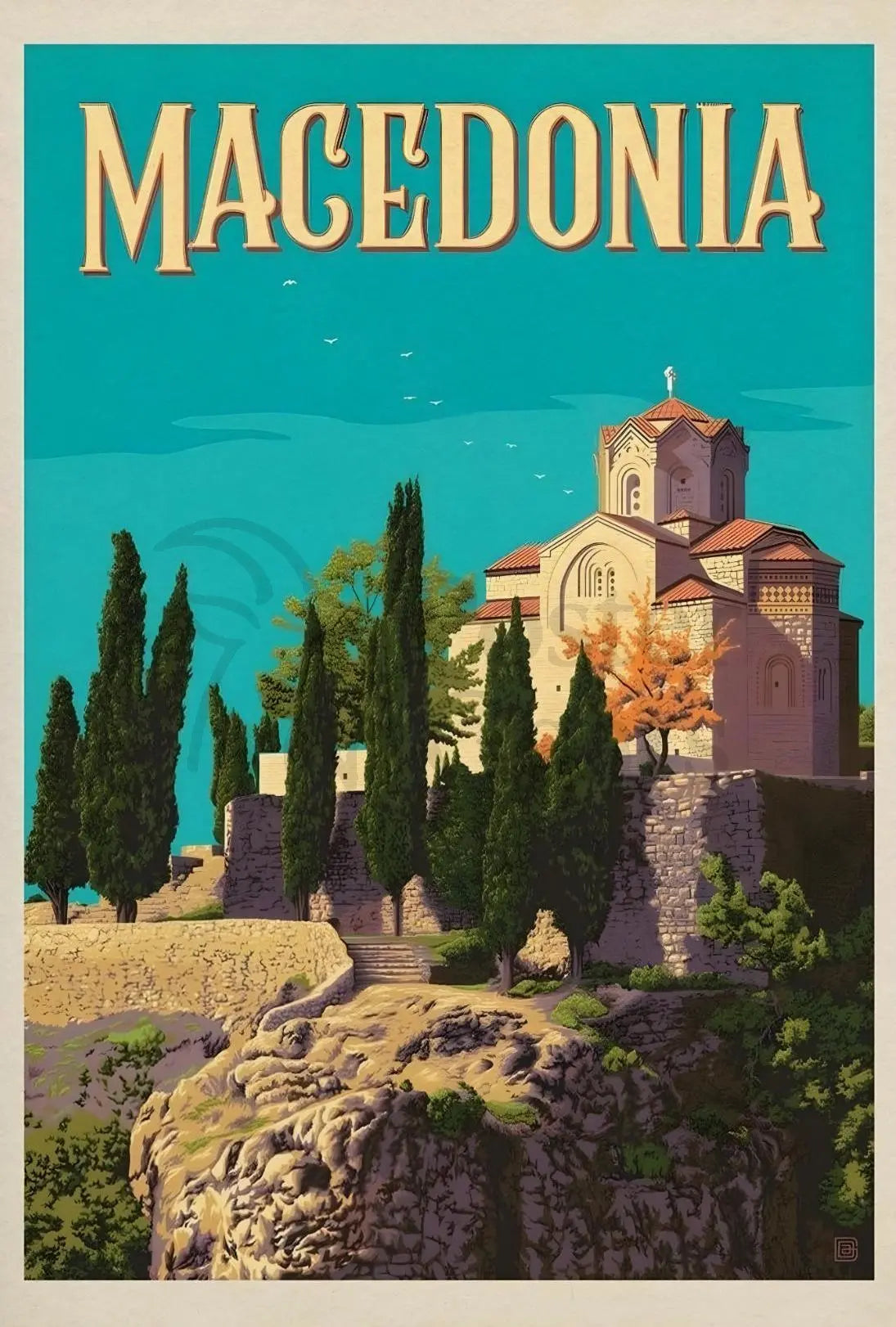 Scenic Macedonia Travel Artwork, Vintage Travel Poster PosterGoat