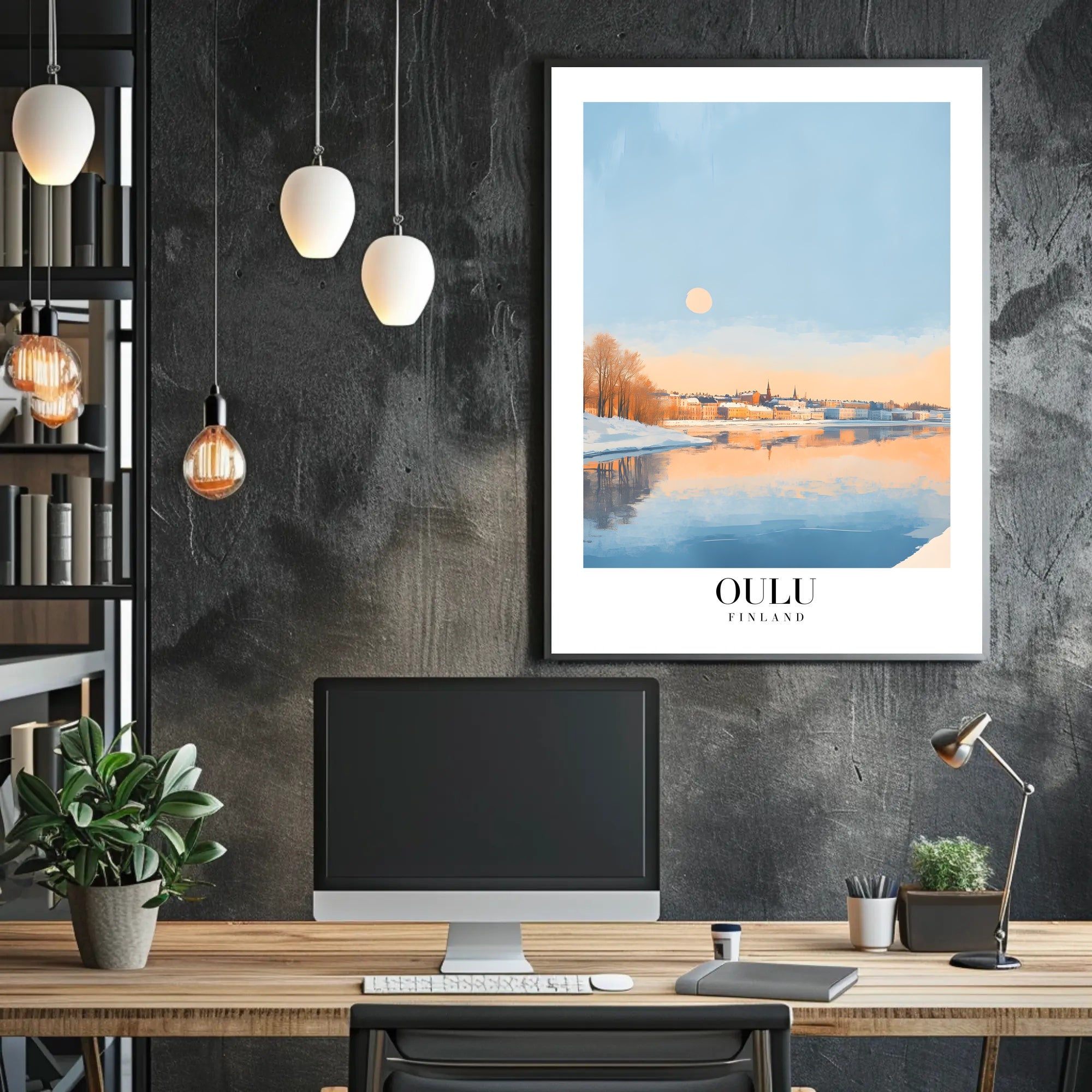 Scenic Oulu Finland Winter Landscape Artistic Poster PosterGoat