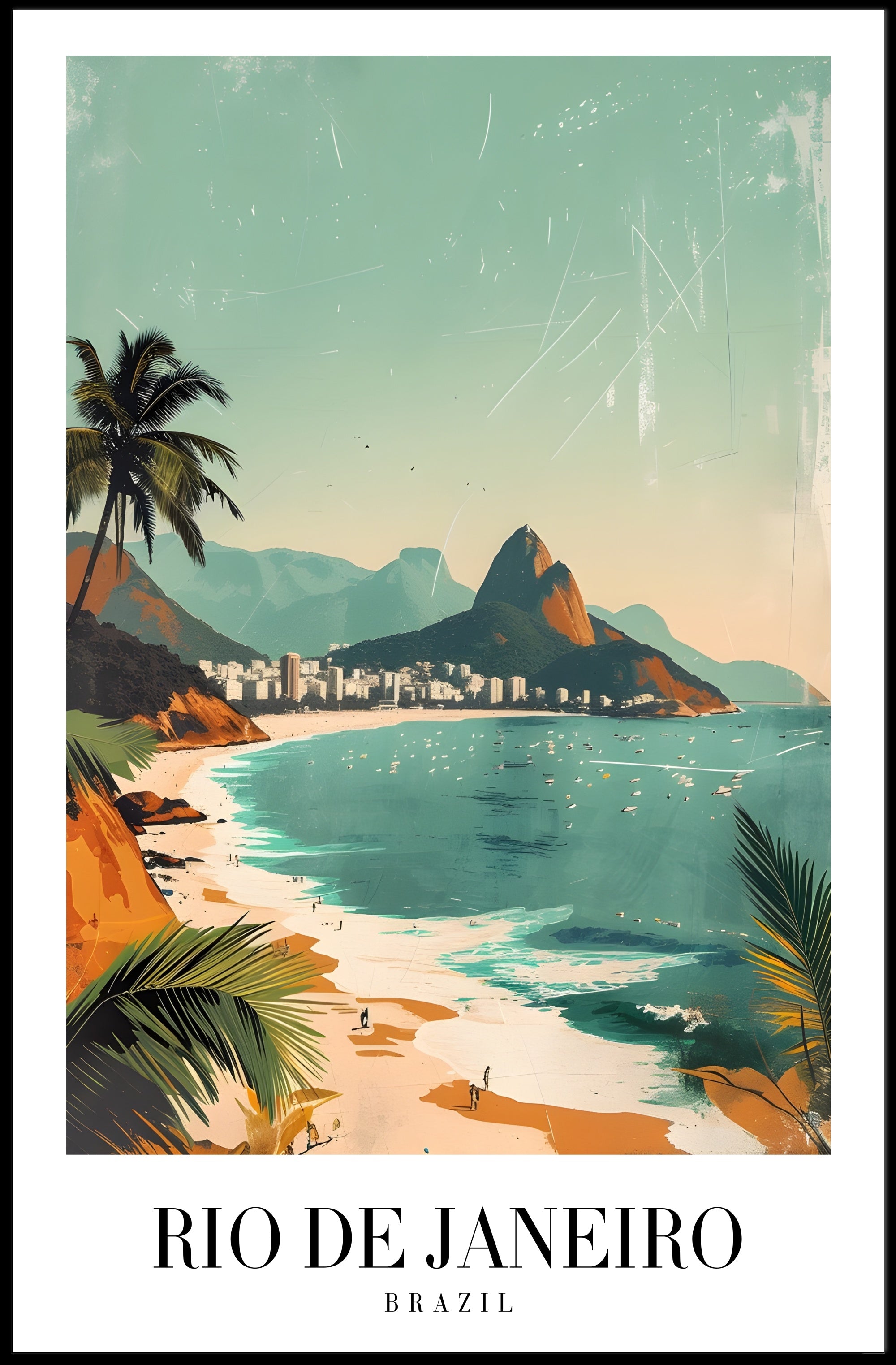 Scenic Rio de Janeiro Travel Vintage Style Poster PosterGoat