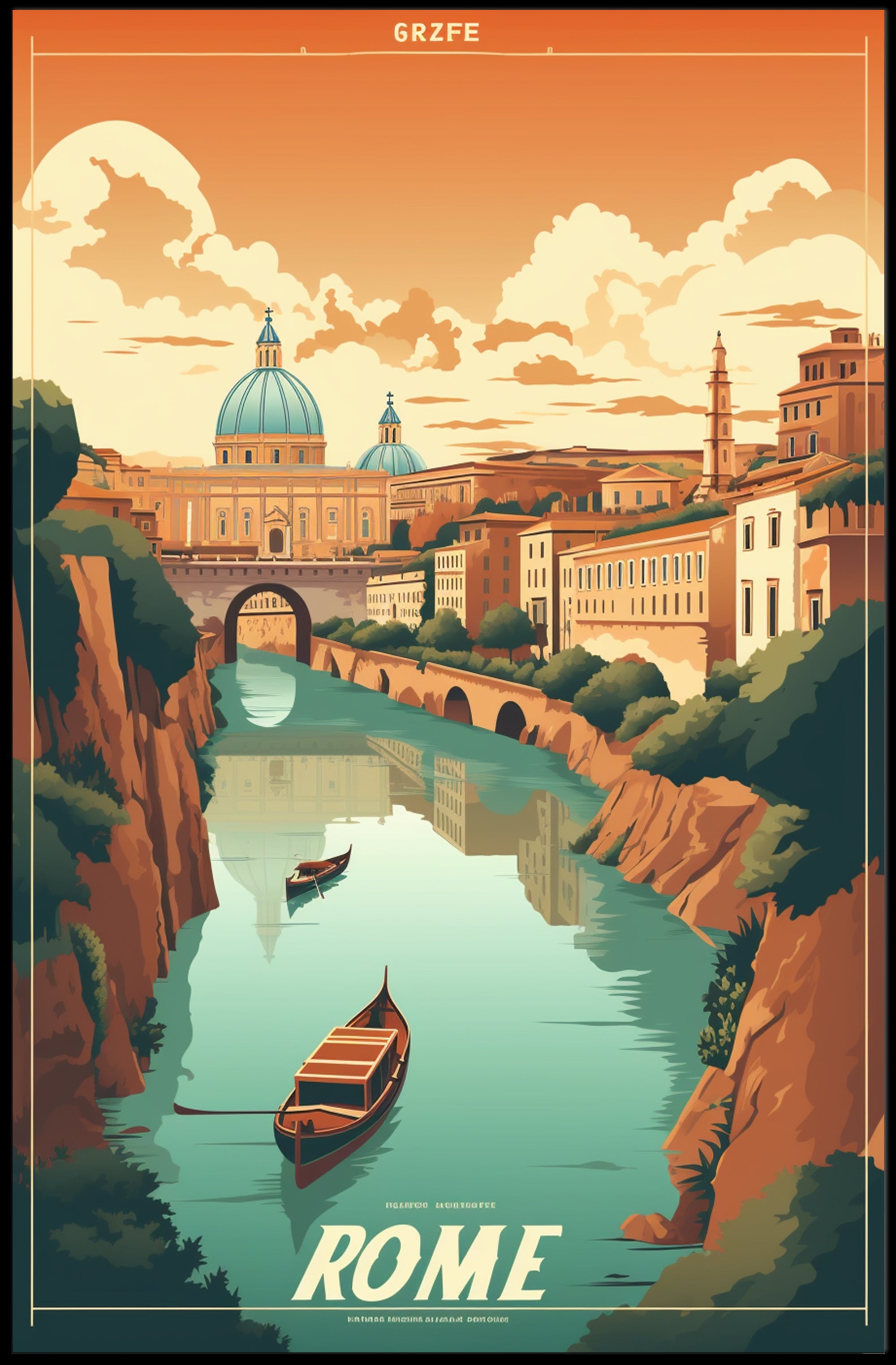 Scenic River View in Rome Travel Poster PosterGoat