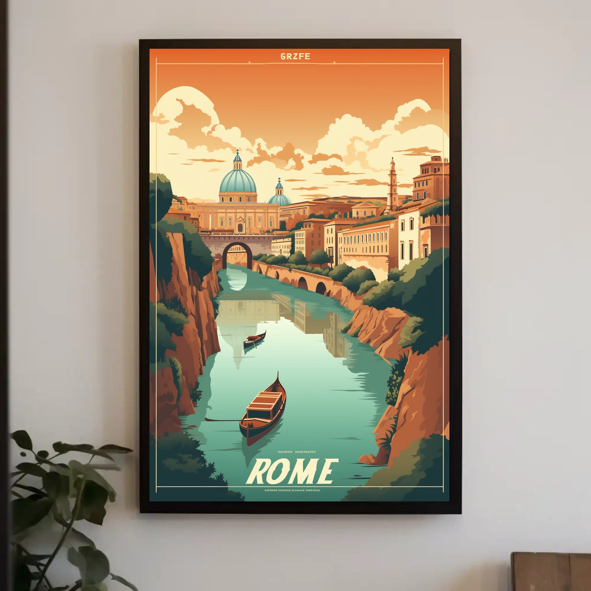 Scenic River View in Rome Travel Poster PosterGoat