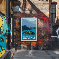 Scenic Slovenia Lake Bled Travel Poster PosterGoat