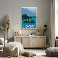 Scenic Slovenia Lake Bled Travel Poster PosterGoat