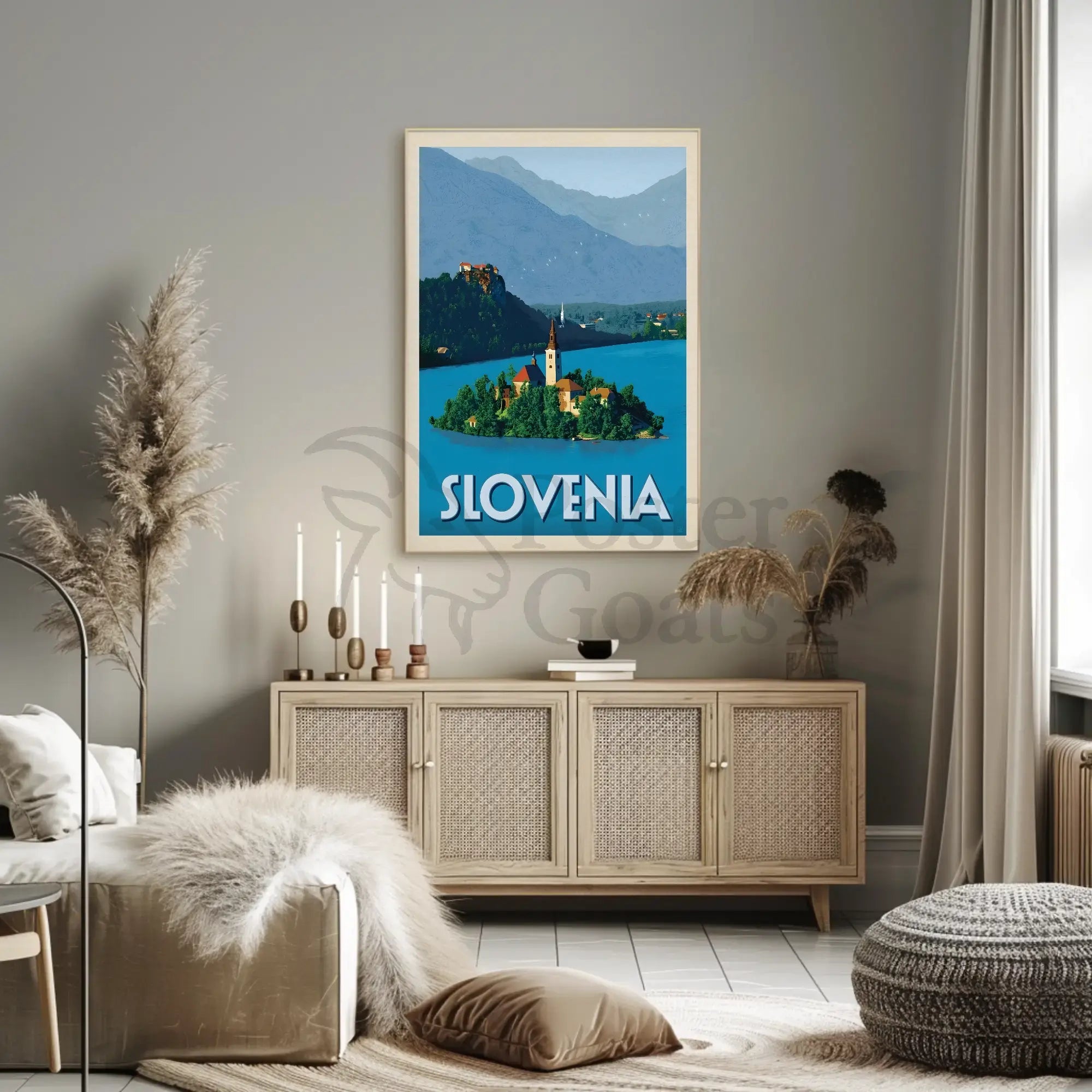 Scenic Slovenia Lake Bled Travel Poster PosterGoat