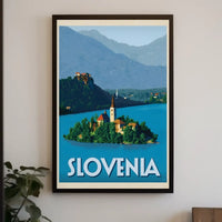 Scenic Slovenia Lake Bled Travel Poster PosterGoat