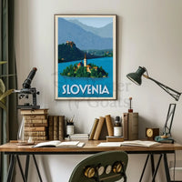 Scenic Slovenia Lake Bled Travel Poster PosterGoat