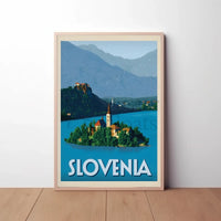 Scenic Slovenia Lake Bled Travel Poster PosterGoat
