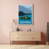 Scenic Slovenia Lake Bled Travel Poster PosterGoat
